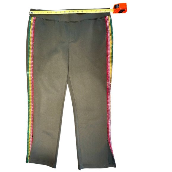 Pam & Gela Cropped Track Pants with Rhinestone Side Stripes Size L - Picture 11 of 11